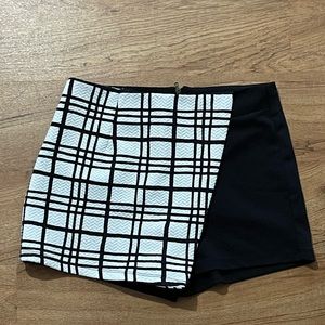 Skort with plaid waffle detail.